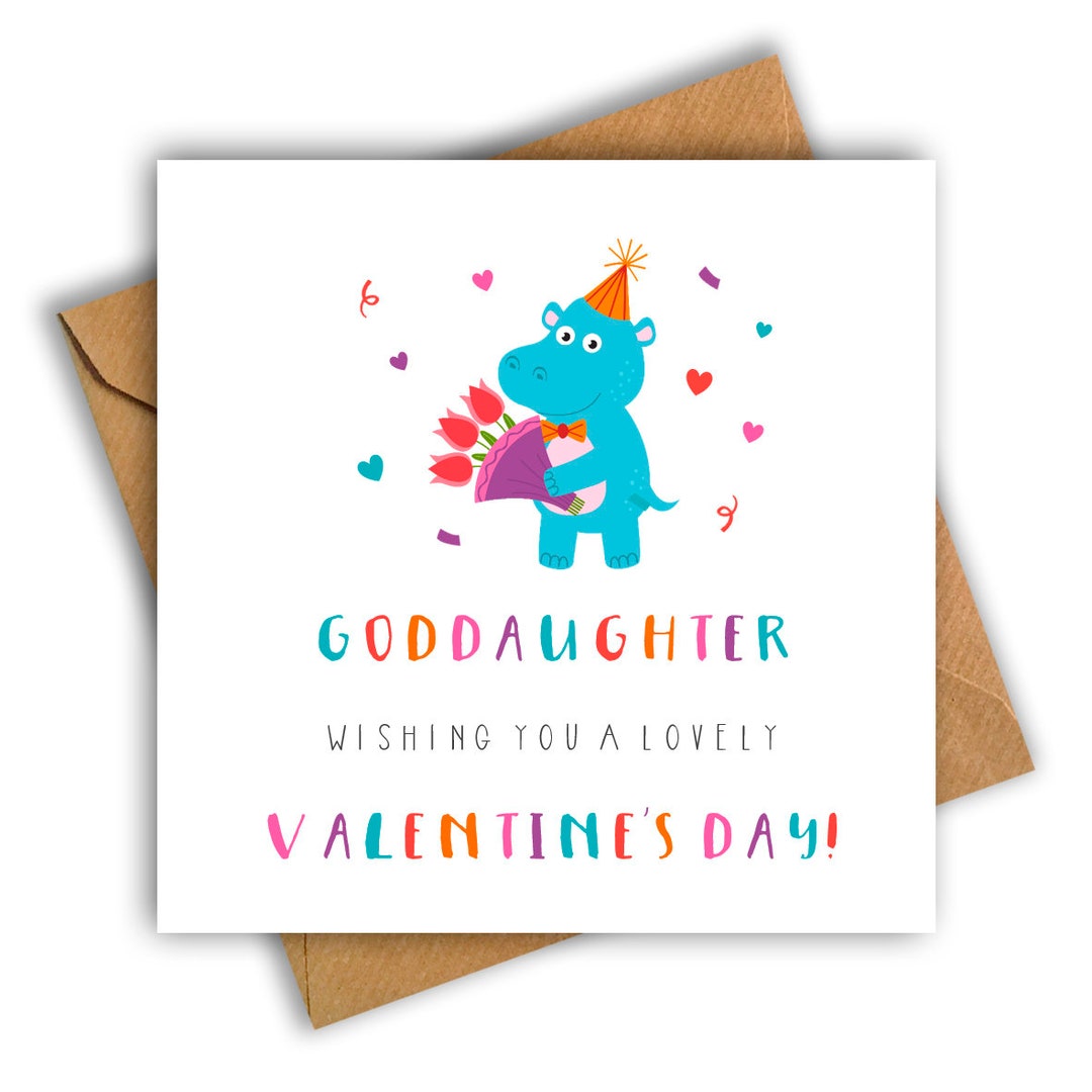 Hippo Daughter Valentine Card, Goddaughter Card, Goddaughter Valentine ...
