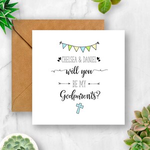 Personalised Will You Be My Godparents Card, Ask Godparents, Godparents Card, Christening Card, Baptism Card, Card for Godparents image 1