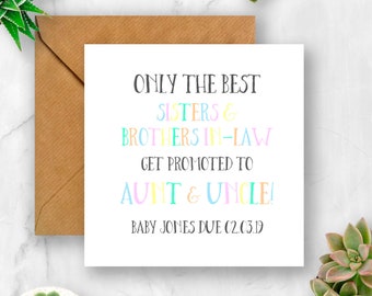 Personalised Pregnancy Announcement Card, Rainbow Only the Best Sisters & Brothers Get Promoted to Aunt and Uncle!, Expecting Card, Baby