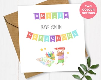 Personalised Mouse Have Fun in Preschool Card, First Day at School Card, Good Luck Card, Starting Preschool, Going to School Card, Preschool