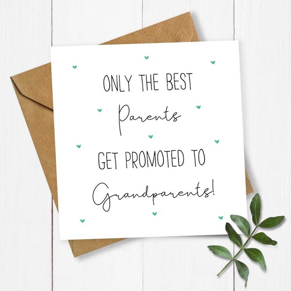 Pregnancy Announcement Card, Hearts Only the Best Parents Get Promoted to Grandparents!, Expecting Card, Pregnancy Card, Grandparents Card