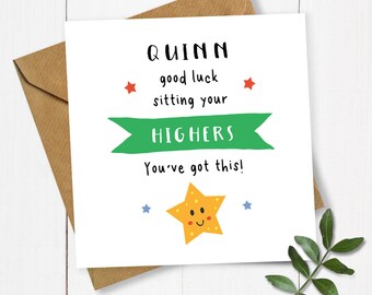 Personalised Star Good Luck Sitting your Highers Card, Card for Highers, Good Luck Card, Exams Card, Sitting Exams Card, Best of Luck Card
