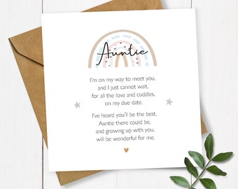 Rainbow & Poem Pregnancy Announcement Card, Going to be an Auntie Card, Expecting Card, Pregnancy Card, Baby Card, Aunty Card, Aunt Card