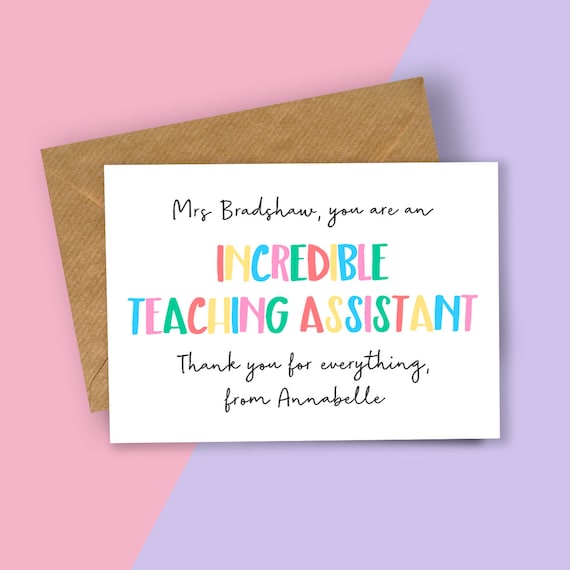 Incredible Teaching Assistant Personalised Card, Teacher Card, Card for Teacher, Thank You, Best Teacher, Card for Teaching Assistant