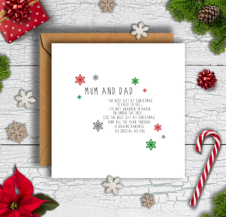 Mum & Dad Poem Christmas Card Mum and Dad Xmas Card for Mum  Etsy