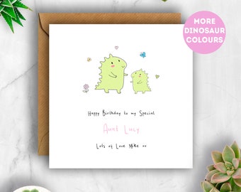 Personalised Dinosaur Auntie Birthday Card, Card for Aunt Birthday, Aunty Card, Card for Auntie, Aunt Birthday Card, Aunty Birthday Card