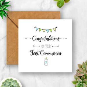 Candle Congratulations On Your First Communion Card, Card for Communion, Communion Card, 1st Communion Card, Personalised Communion image 3