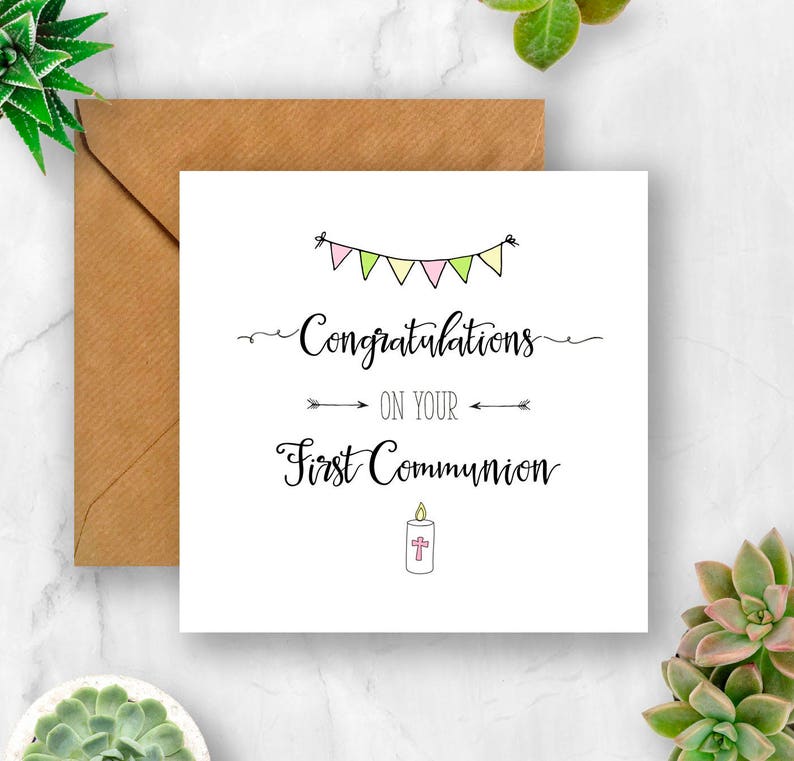 Candle Congratulations On Your First Communion Card, Card for Communion, Communion Card, 1st Communion Card, Personalised Communion No Name