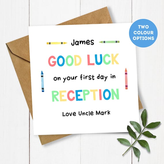 Personalised First Day at New School Card Good Luck Son Daughter Reception