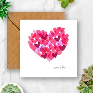 Personalised Multi Heart Card, Wedding Card. Anniversary Card, Valentine's Card, Engagement Card, Card for Wedding