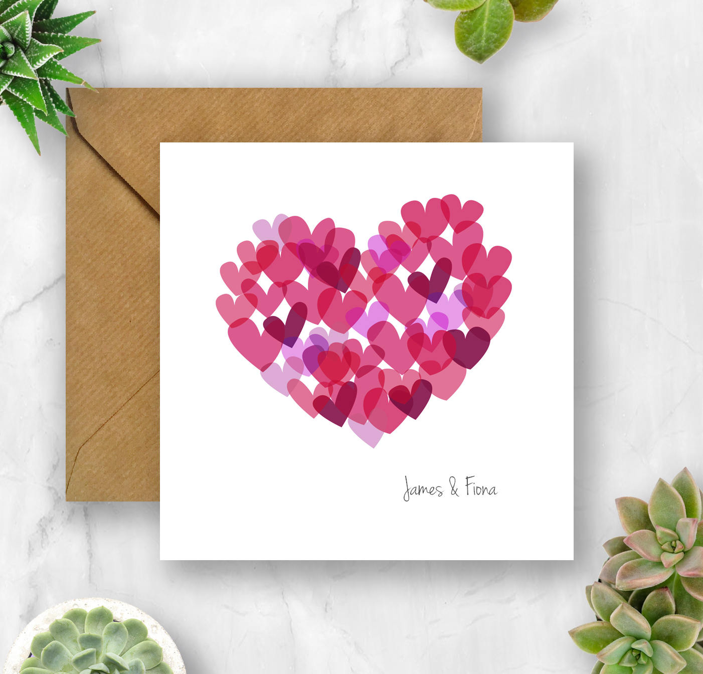 Personalised Multi Heart Card Wedding Card. Anniversary Card Etsy