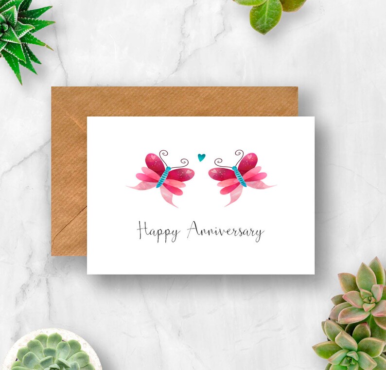 Butterfly Happy Anniversary Card Anniversary Card Wedding Etsy