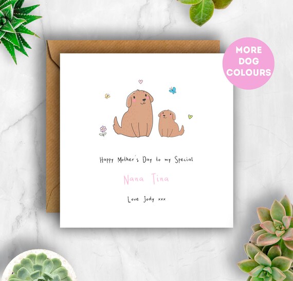 Personalised Gran Dog Mother's Day Card, Card for Mothers Day, Granny Card, Card for Nana, Grandma Mothers Day Card, Nan Mother's Day Card