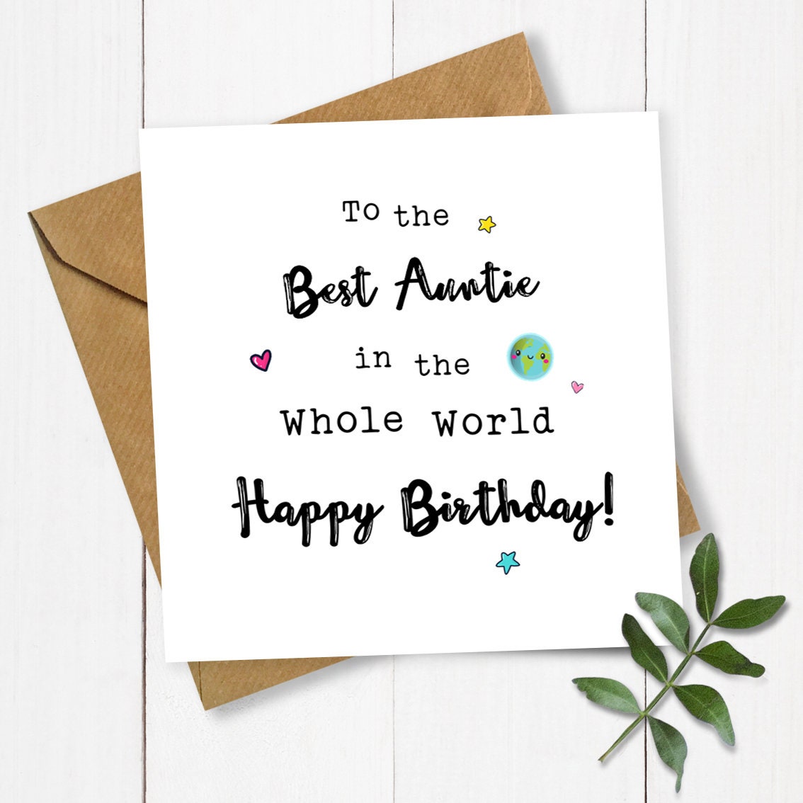 Best Auntie in the Whole World Birthday Card Aunty Card Aunt - Etsy