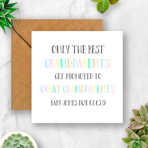 Personalised Pregnancy Announcement Card, Rainbow Only the Best Grandparents Get Promoted to Great Grandparents!, Expecting Card, Pregnancy
