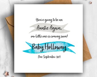 Personalised Pregnancy Announcement Card, Ribbon You're Going to Be an Auntie, Expecting Card, Pregnancy Card, Baby Announcement, Reveal