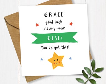 Personalised Star Good Luck Sitting your GCSEs Card, Card for GCSE, Good Luck Card, Exams Card, Sitting Exams Card, Best of Luck Card, GCSEs