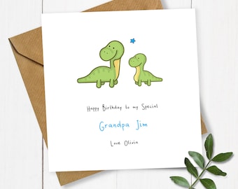 Personalised Grandad Dinosaur Birthday Card, Grandpa Card, Papa Birthday Card, Card for Granddad, Pops Birthday Card, Grandad Birthday Card