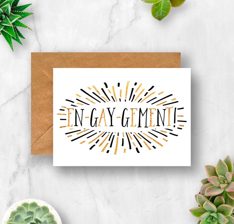 En-gay-gement Sunburst Card, Engagement Card, Card for Engagement, Gay Engagement Card, En-gay-gement Card image 2