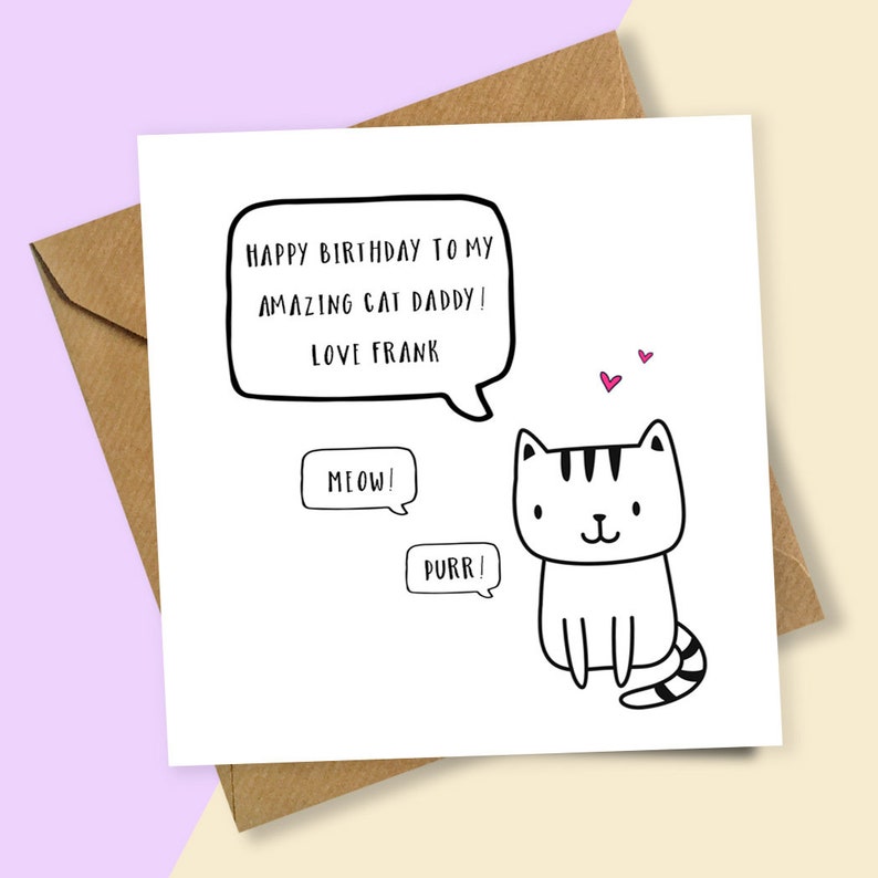 Personalised Happy Birthday Amazing Cat Daddy Card Pet Card - Etsy UK