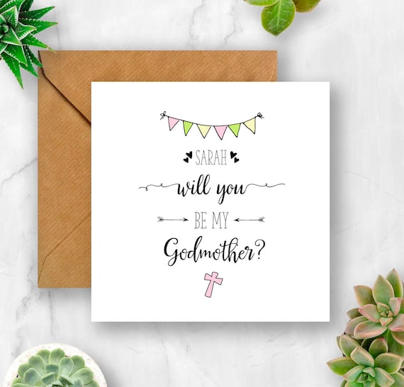 Baptism Card Christening Card Card for Godmother Card for Christening Ask Godmother Godmother Card Will You Be My Godmother? Card