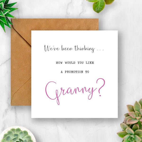 Pregnancy Announcement Card, We've Been Thinking... How Would You Like a Promotion to Granny?, Expecting Card, Pregnancy Card, Baby Announce