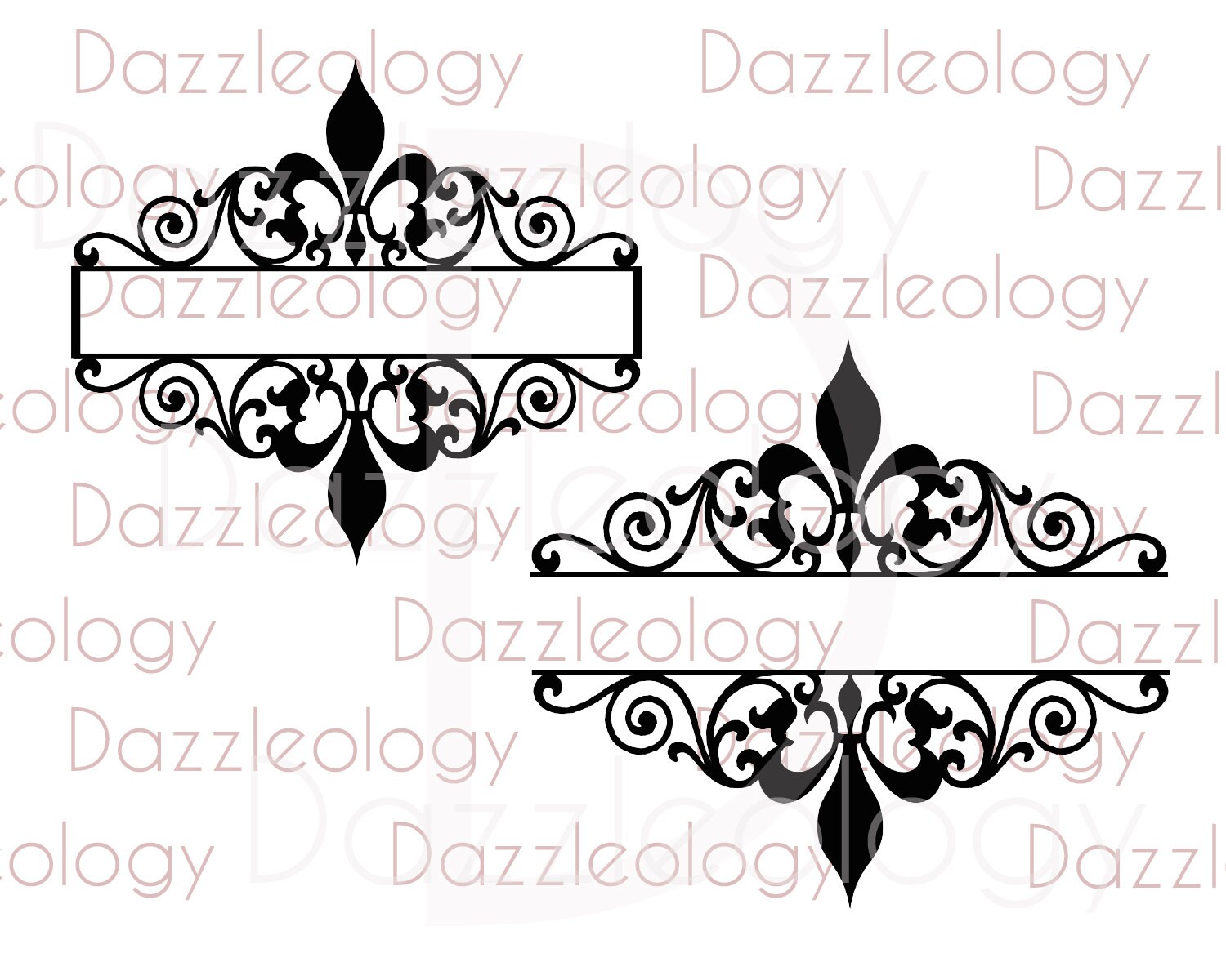 Download Scrollwork Name Plate SVG Monogram Frame Fleur De Lis | Etsy