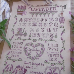 Lavendel sampler diagram (inclusief schrijven in het Engels, Italiaans en Frans) - Papier of PDF formaat op aanvraag