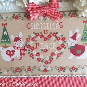 Schema "Christmas is Peace -Rabbits" Nr. 4/4 Advent in the Farm Series (Engels, Italiaans en Frans)- Papier of PDF formaat op aanvraag