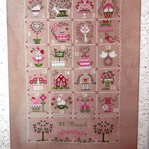 Shabby Spring Calendar-patroon (inclusief schrijven in het Engels, Frans en Italiaans) - Papier- of PDF-formaat op aanvraag