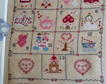 Plantilla de calendario shabby de San Valentín (incluye texto en inglés, francés e italiano) - Formato papel o PDF a pedido