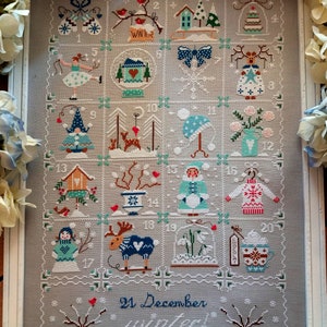 Shabby Winterkalenderpatroon (inclusief schrijven in het Engels, Frans en Italiaans) - Papier- of PDF-formaat op aanvraag