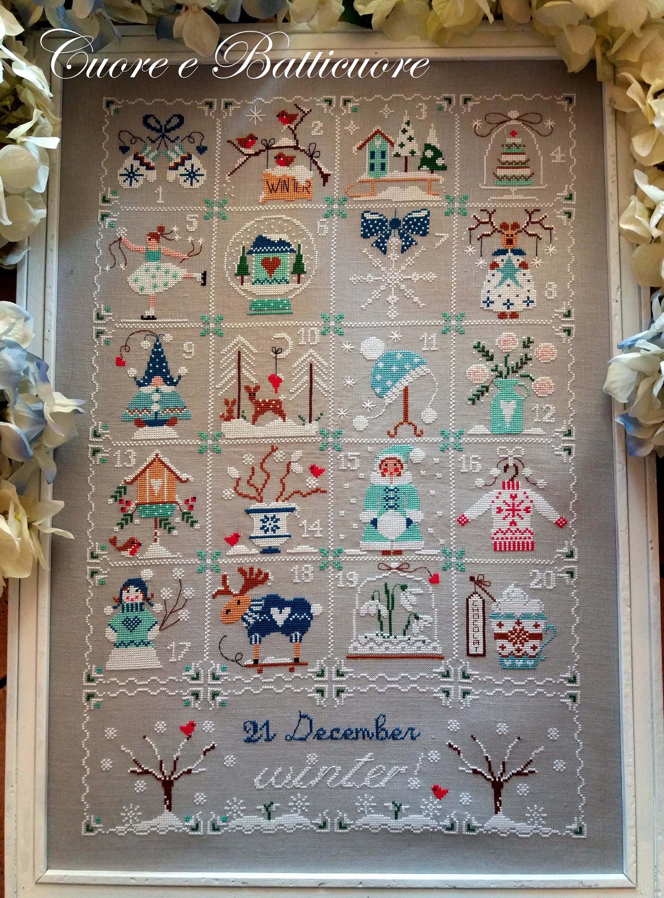 Christmas Advent Calendar, Merry Christmas Pattern Cross Stitch PDF,  Christmas Advent Sampler Primitive, Winter Advent Calendar Pdf 