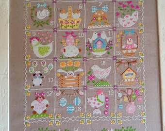 Chart Shabby Easter Calendar  (including inscription in English,  French, and Italian)- Paper format or PDF on demand