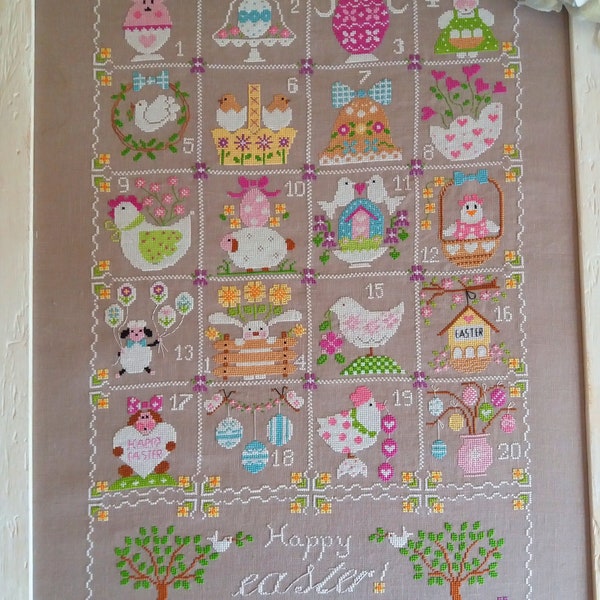 Schema Shabby Easter Calendar (comprendente scritta in inglese, francese e italiano)- Formato cartaceo o PDF su richiesta