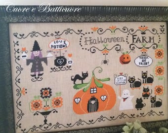 Patrón de granja de Halloween (incluye versiones en inglés, italiano y francés) - Formato papel o PDF a pedido