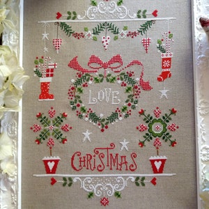 Esquema Love Christmas (incluindo escrita em inglês, italiano, francês e alemão) - Formato papel ou PDF mediante solicitação