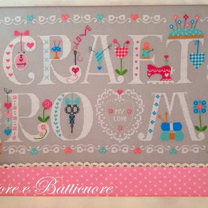 Craft Room My Love-schema (met hartschrift in het Engels, Italiaans en Frans)- Papier- of PDF-formaat op aanvraag