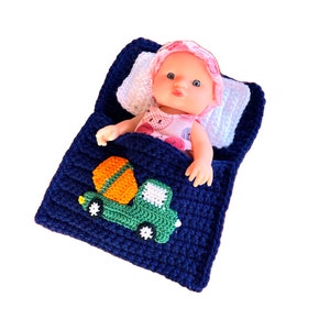 Doll bed - sleeping bag for dolls approx. 15 cm cement mixer