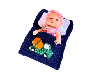 Puppenbettchen - Schlafsack für Puppen ca.15 cm Betonmischer