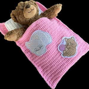 Puppenbettchen Schlafsack für Puppen 30 cm oder Teddybär 30 cm mit Katzen Bild 1