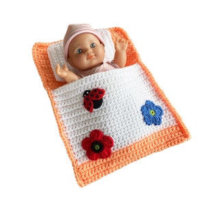 Doll bed - sleeping bag for dolls approx. 20 cm flowers and beetles available immediately!!!