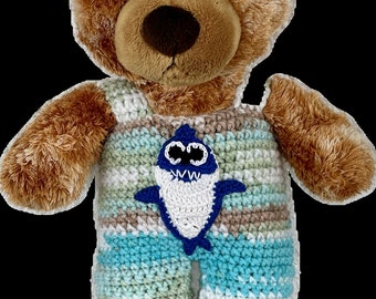 Bib shorts for teddy 30 cm with crochet application shark immediately available bear clothing!