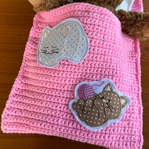 Puppenbettchen Schlafsack für Puppen 30 cm oder Teddybär 30 cm mit Katzen Bild 4