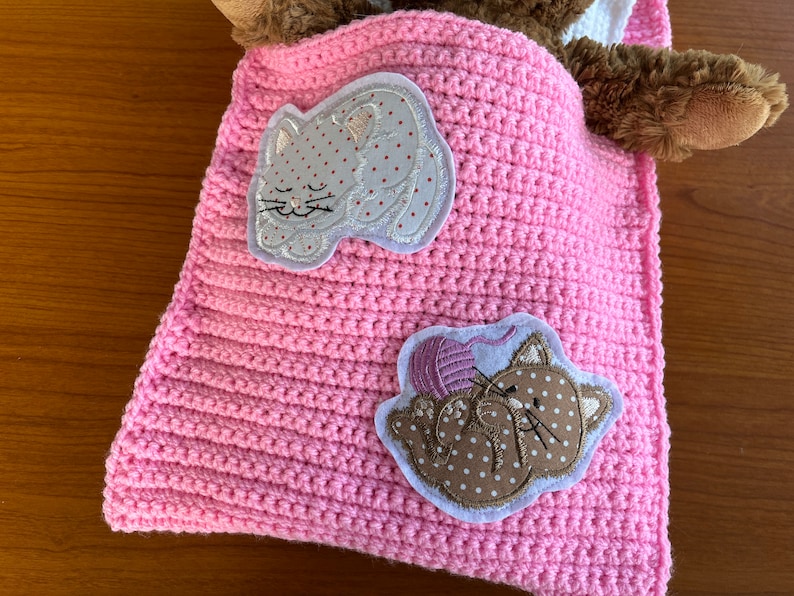 Puppenbettchen Schlafsack für Puppen 30 cm oder Teddybär 30 cm mit Katzen Bild 4