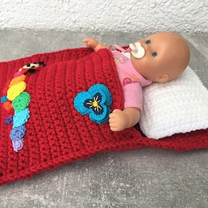 Doll bed - sleeping bag for dolls approx. 20 cm centipede girl