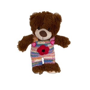 Calça babador para ursinho 30 cm com roupa de urso flor papoula!