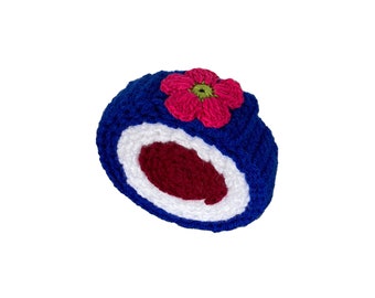 Ruban escargot tricolore avec appliqué floral