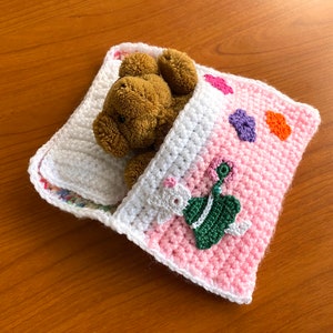Doll bed sleeping bag for dolls approx.15 cm rabbit girl with flowers immediately available image 3