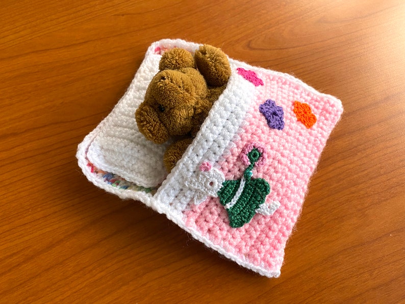 Doll bed sleeping bag for dolls approx.15 cm rabbit girl with flowers immediately available image 3